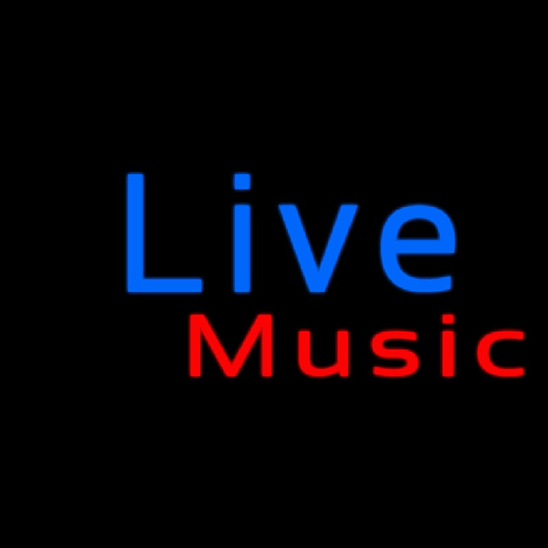Blue Cursive Live Music Neon Sign