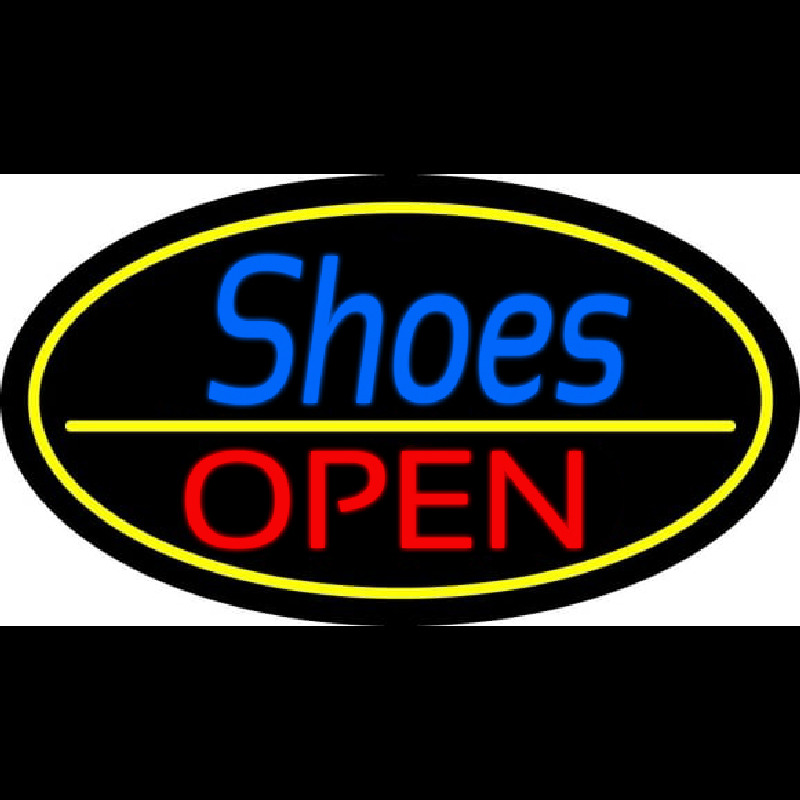 Blue Cursive Shoes Open Neon Sign