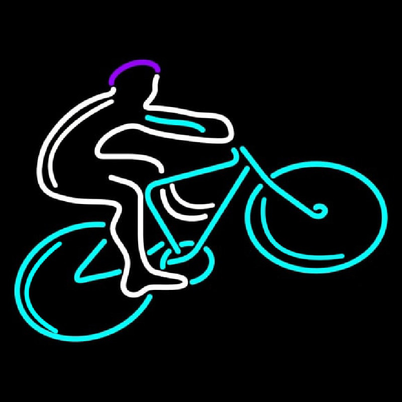 Blue Cycle Rider With Cycle Neon Sign