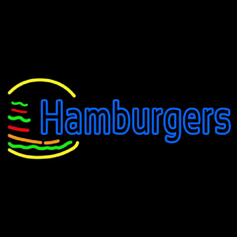 Blue Double Stroke Hamburgers Neon Sign