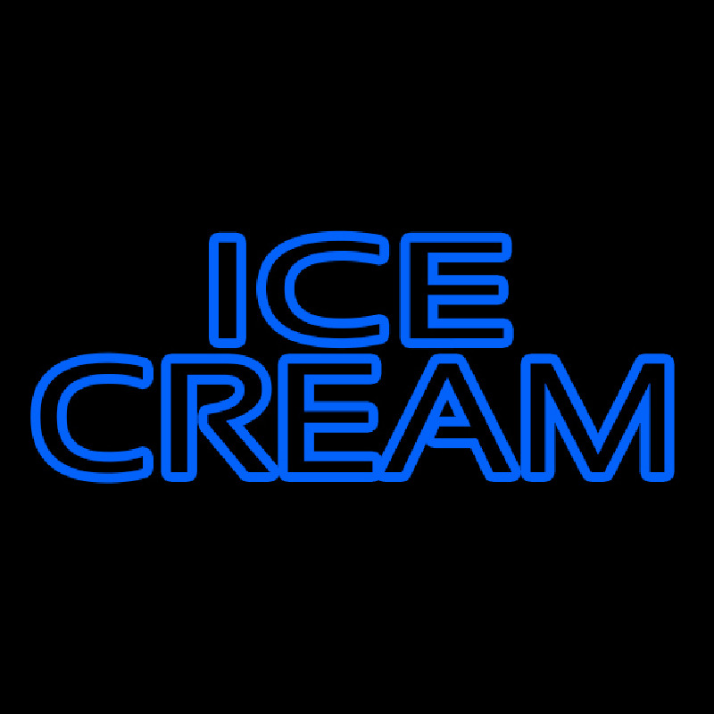 Blue Double Stroke Ice Cream Neon Sign