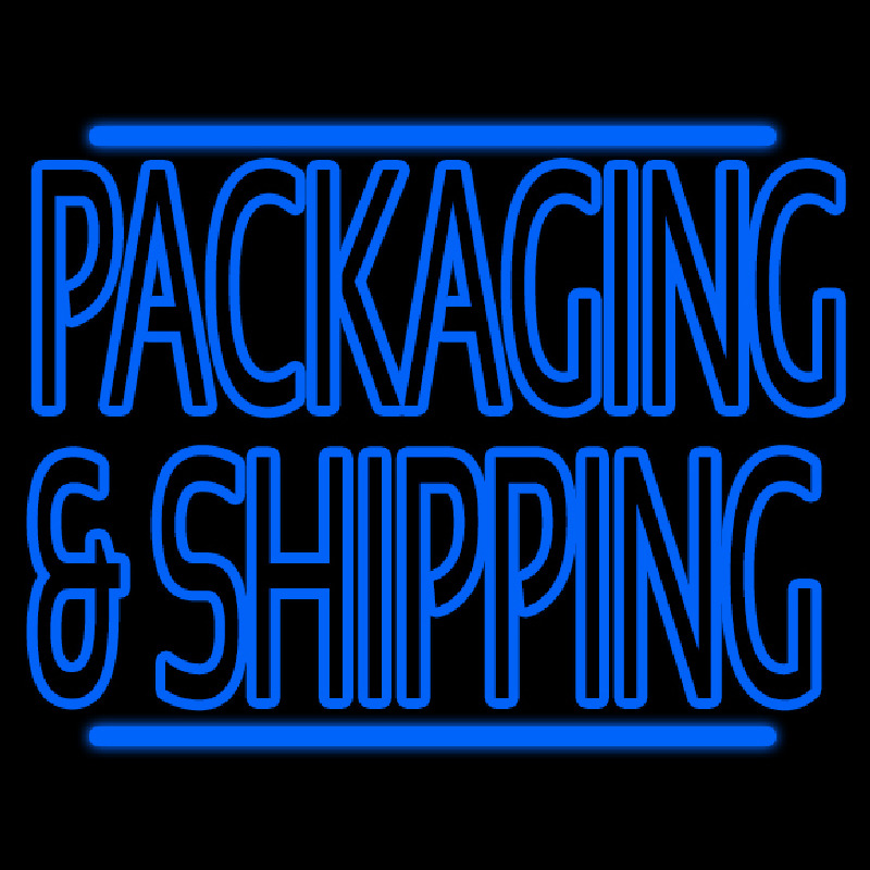 Blue Double Stroke Packaging And Shipping Neon Sign