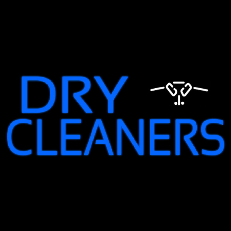 Blue Dry Cleaners Logo Neon Sign