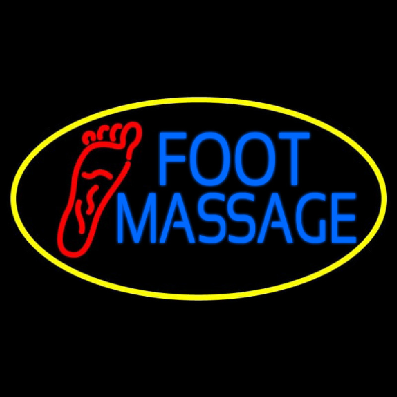 Blue Foot Massage With Yellow Oval Neon Sign