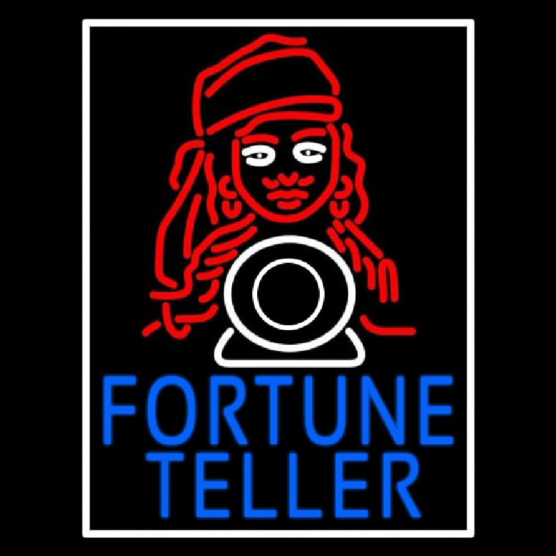 Blue Fortune Teller With Logo Neon Sign