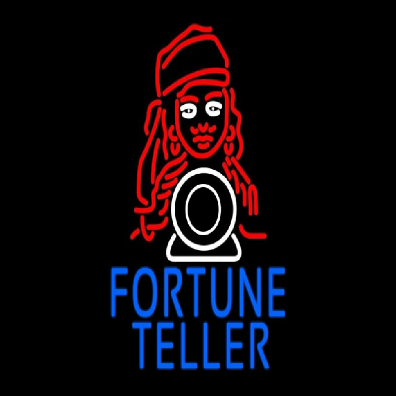 Blue Fortune Teller With Logo Neon Sign