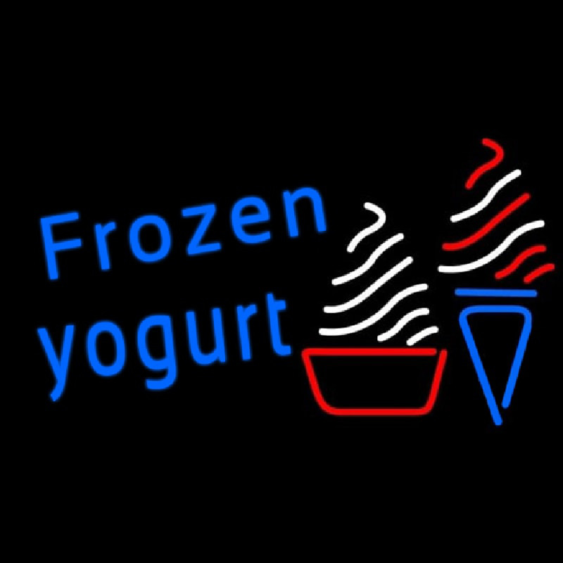 Blue Frozen Yogurt With Logo Neon Sign