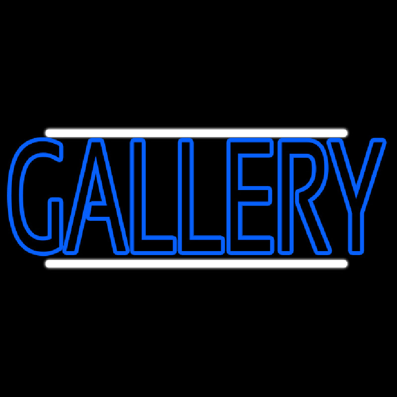 Blue Gallery With White Line Neon Sign