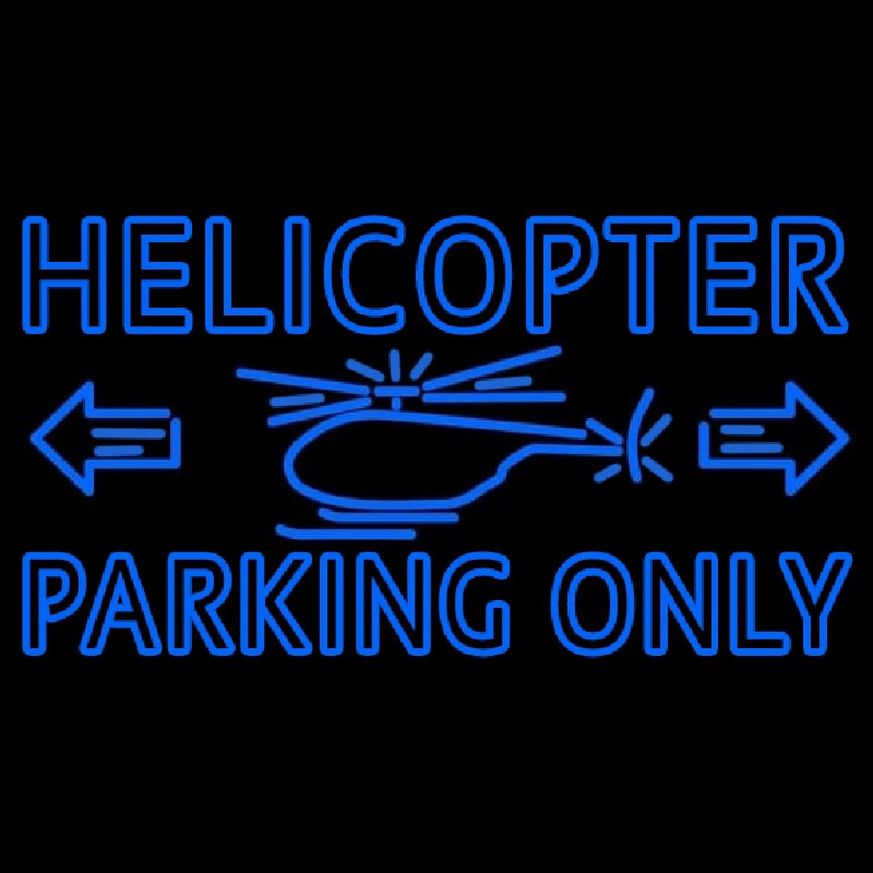 Blue Helicopter Parking Only Neon Sign