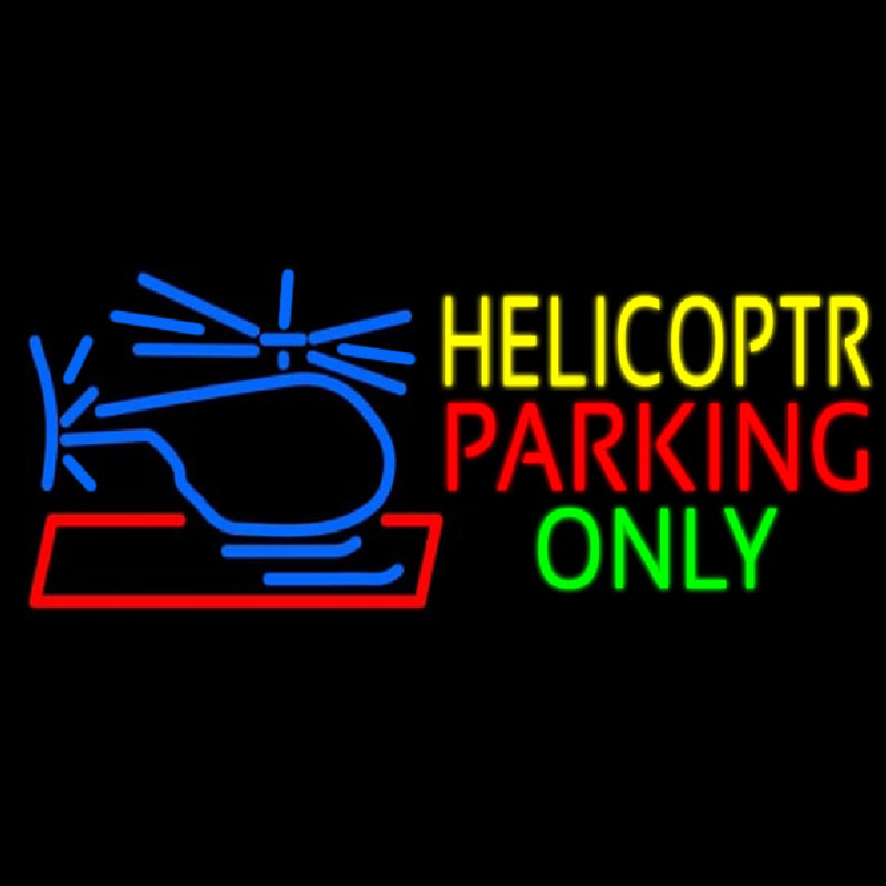 Blue Helicopter Parking Only Neon Sign