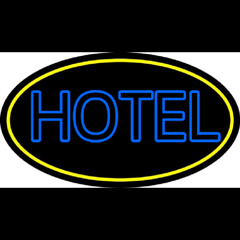 Blue Hotel With Yellow Border Neon Sign