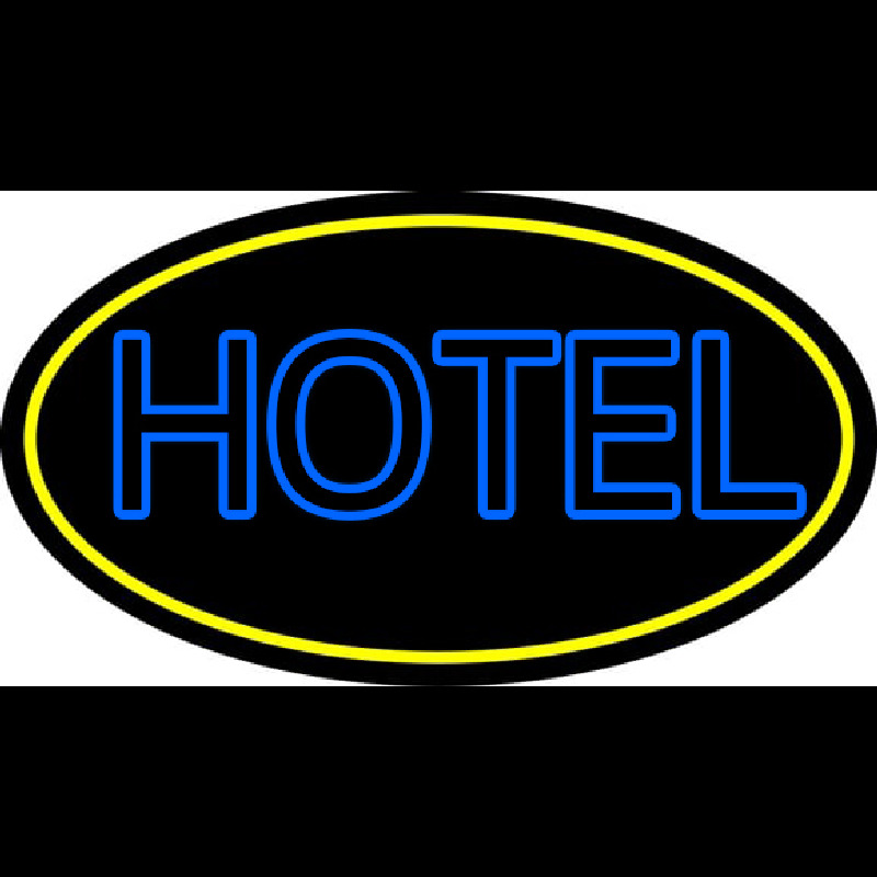 Blue Hotel With Yellow Border Neon Sign