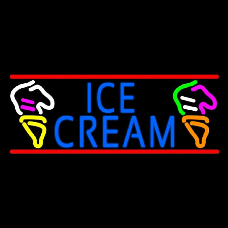 Blue Ice Cream With Cone Neon Sign