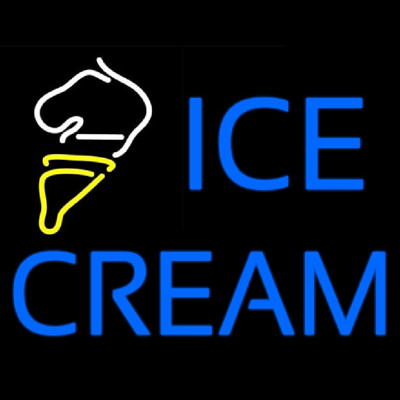 Blue Ice Cream With Cone Neon Sign