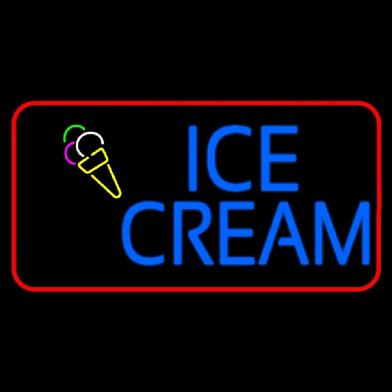 Blue Ice Cream With Red Border Neon Sign