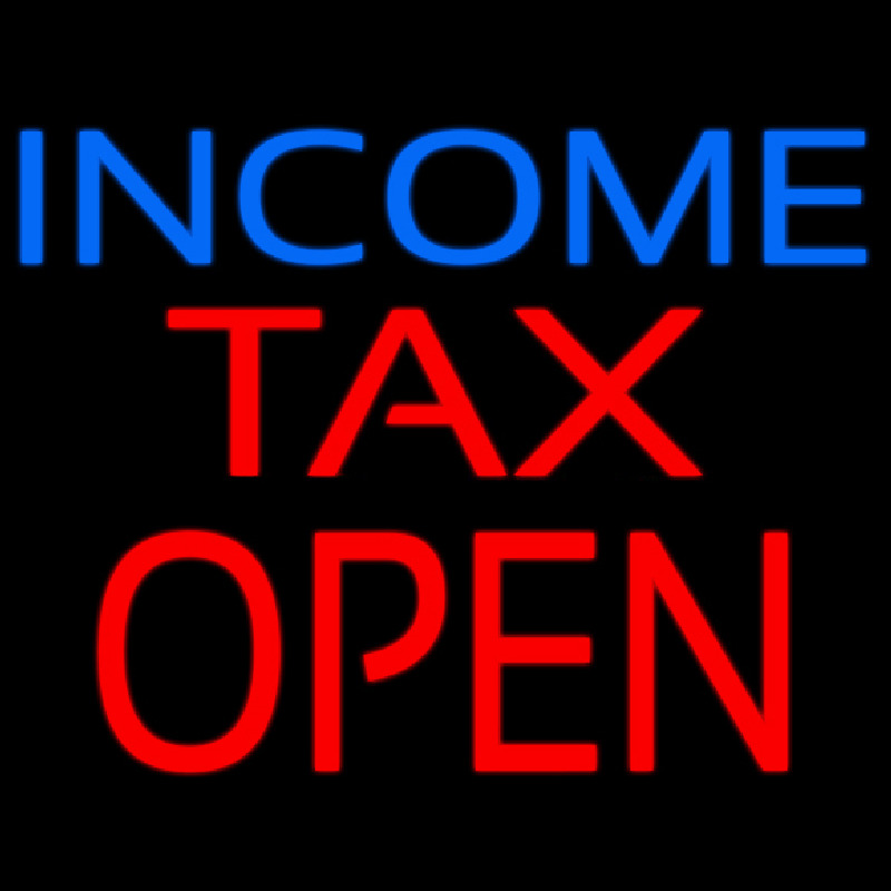 Blue Income Red Ta  Open Neon Sign