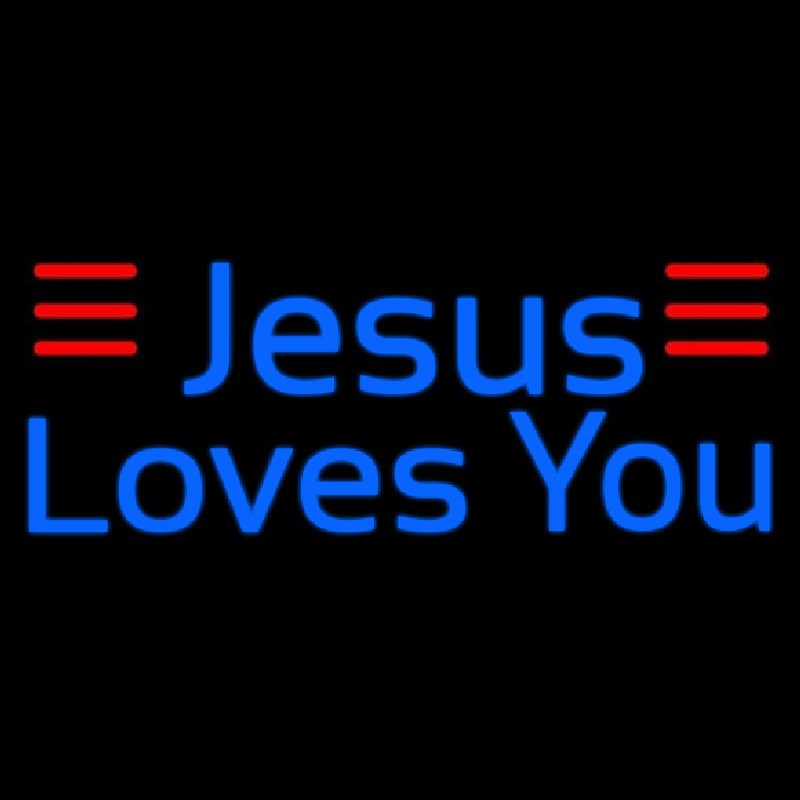 Blue Jesus Loves You Neon Sign