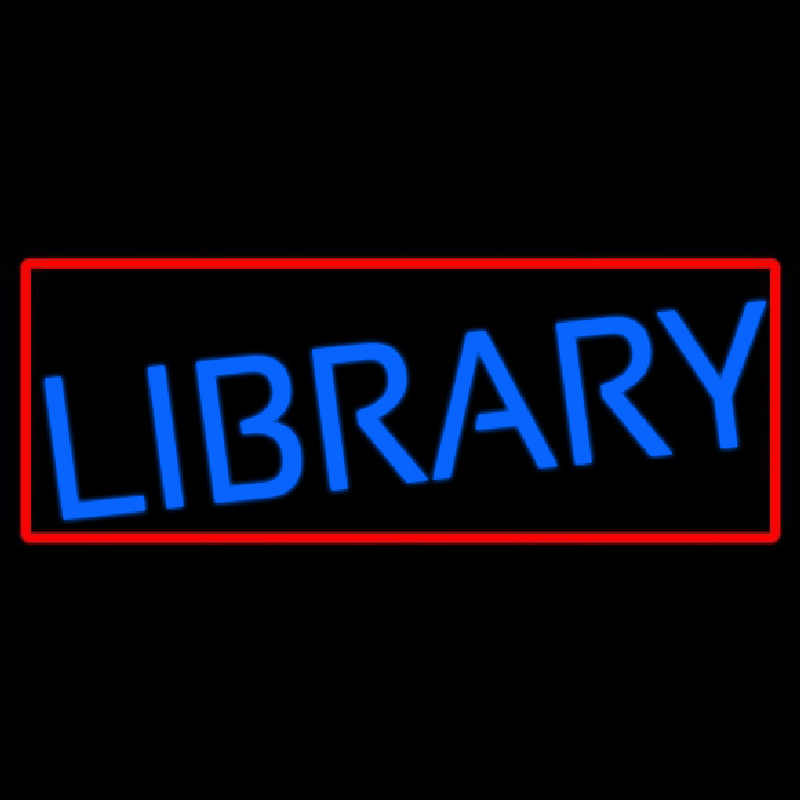 Blue Library Neon Sign