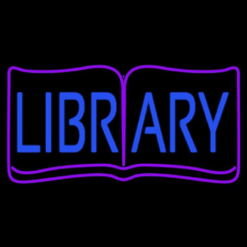 Blue Library Neon Sign