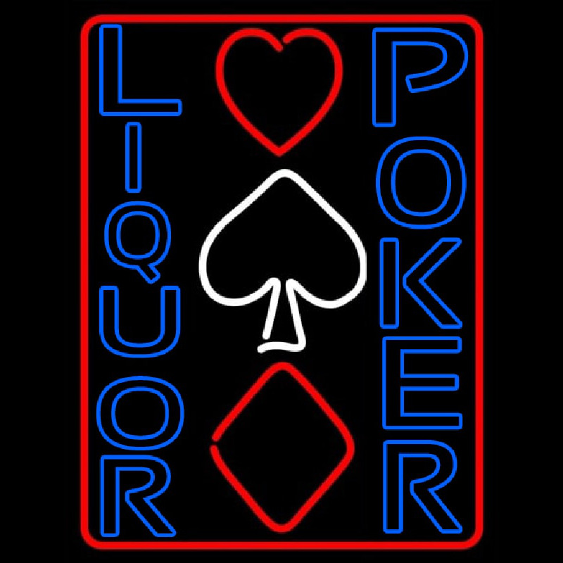 Blue Liquor Poker Neon Sign