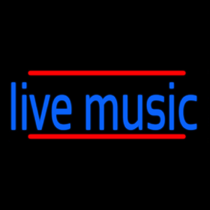 Blue Live Music Red Line Neon Sign