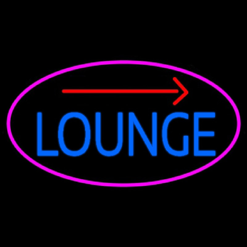 Blue Lounge And Arrow Oval With Pink Border Neon Sign