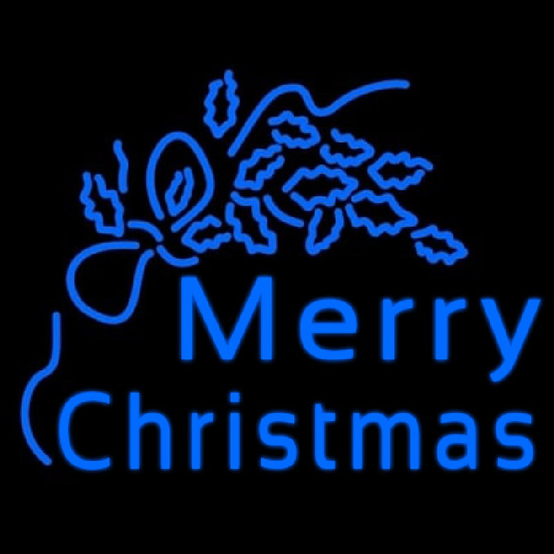 Blue Merry Christmas Neon Sign