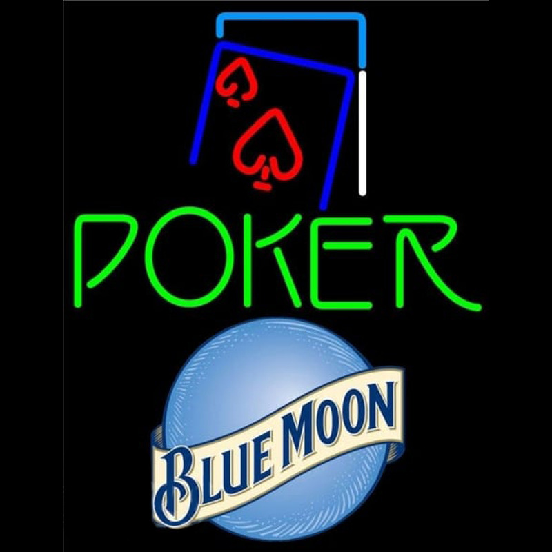 Blue Moon Green Poker Red Heart Beer Sign Neon Sign