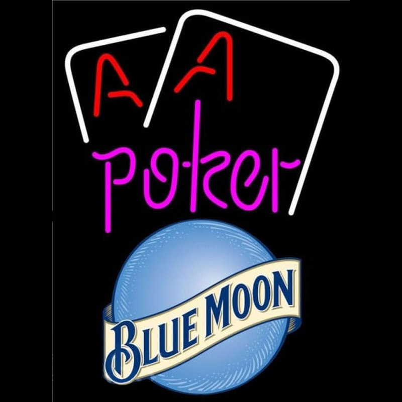 Blue Moon Purple Lettering Red Aces White Cards Beer Sign Neon Sign