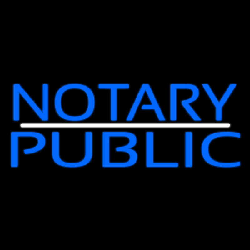 Blue Notary Public With White Line Neon Sign