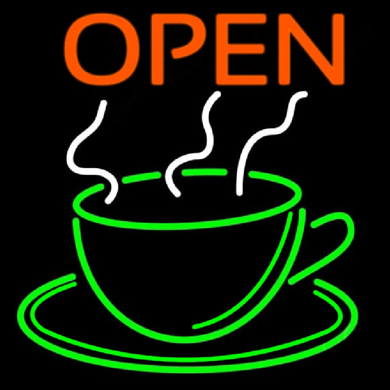 Blue Open Coffee Cup Neon Sign