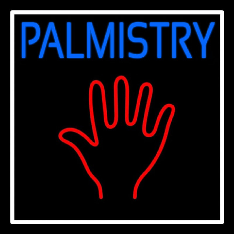 Blue Palmistry White Border Neon Sign