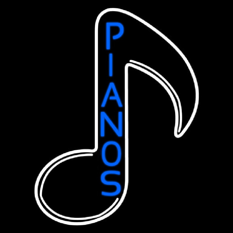 Blue Pianos Vertical Neon Sign