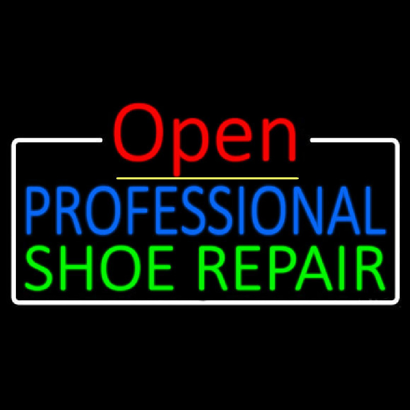 Blue Professional Green Shoe Repair Open Neon Sign