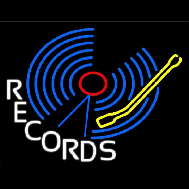 Blue Records Block Neon Sign