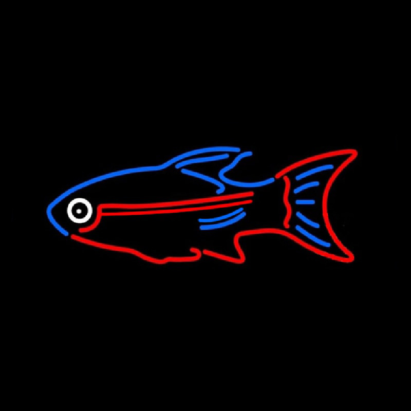 Blue Red Fish Neon Sign