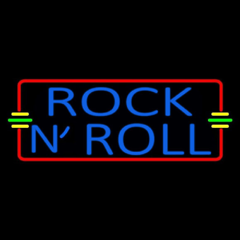 Blue Rock N Roll Red Border 1 Neon Sign