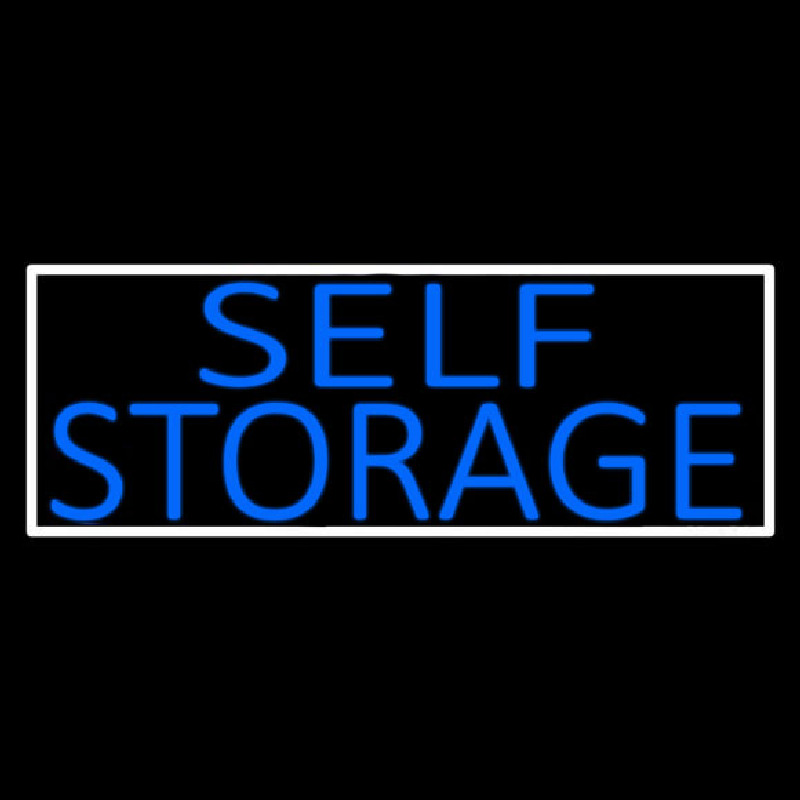 Blue Self Storage With White Border Neon Sign