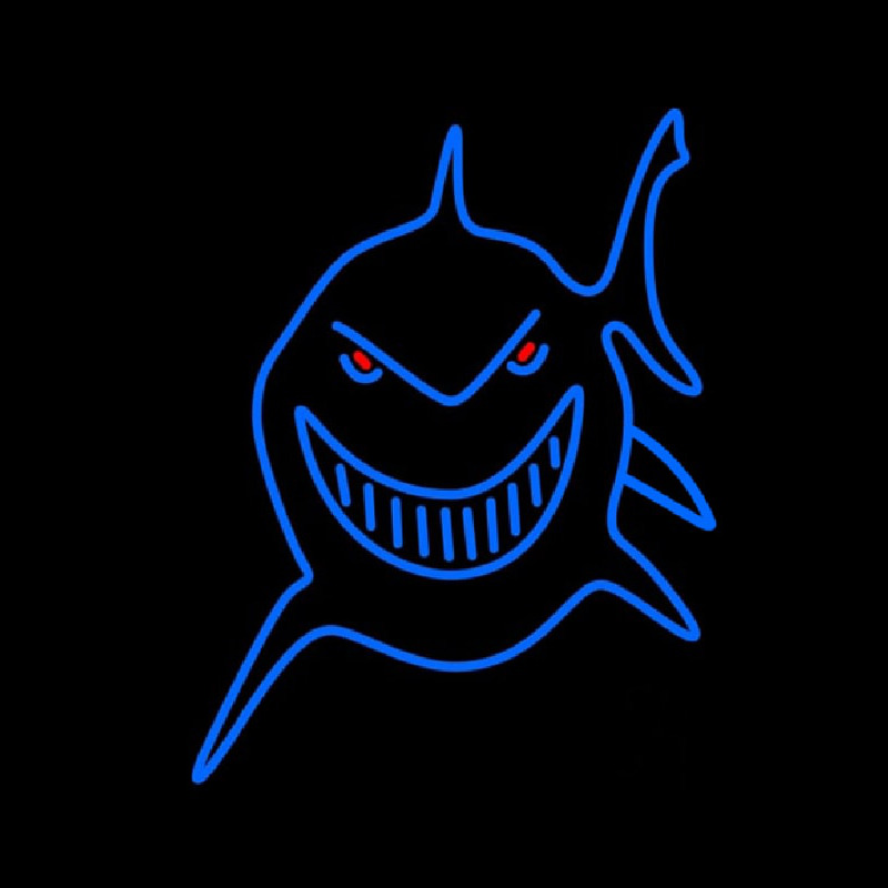 Blue Shark Face Neon Sign