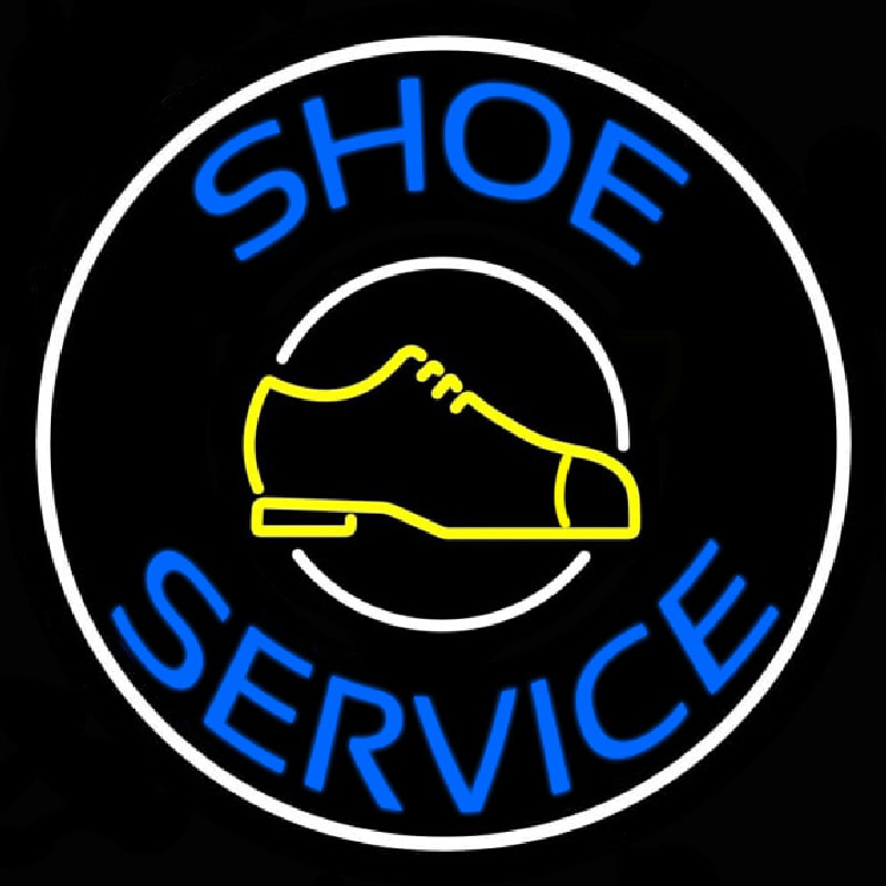 Blue Shoe Service Neon Sign