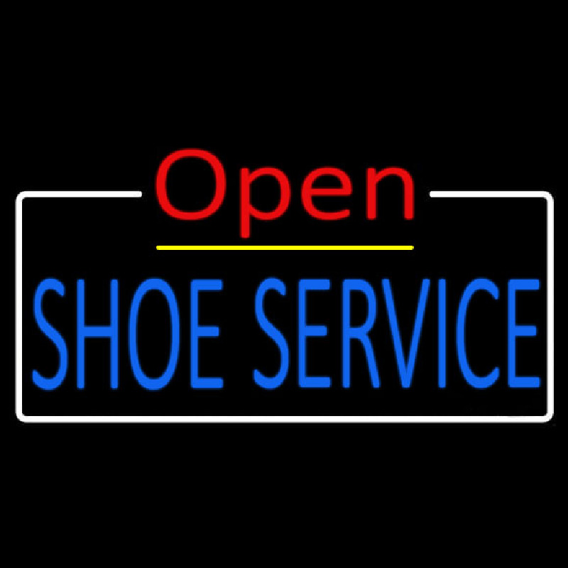 Blue Shoe Service Open Neon Sign