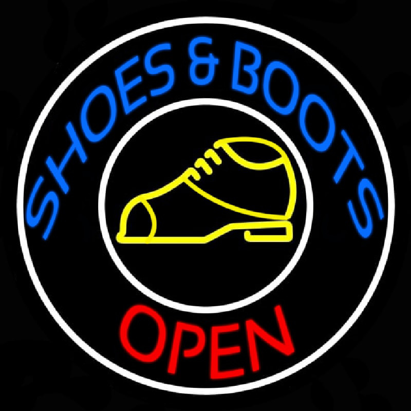 Blue Shoes And Boots Open Neon Sign
