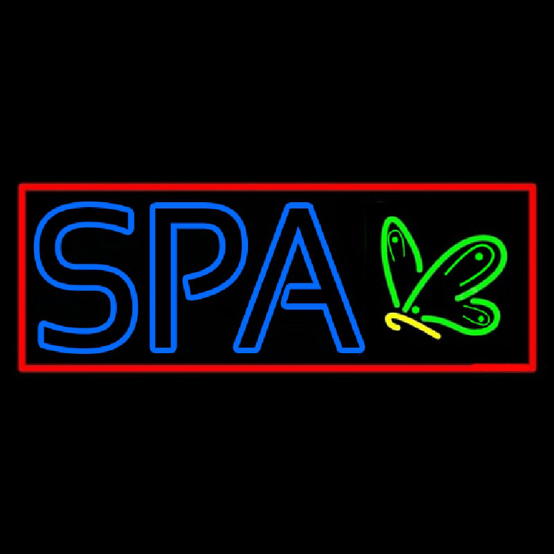 Blue Spa With Red Border Neon Sign