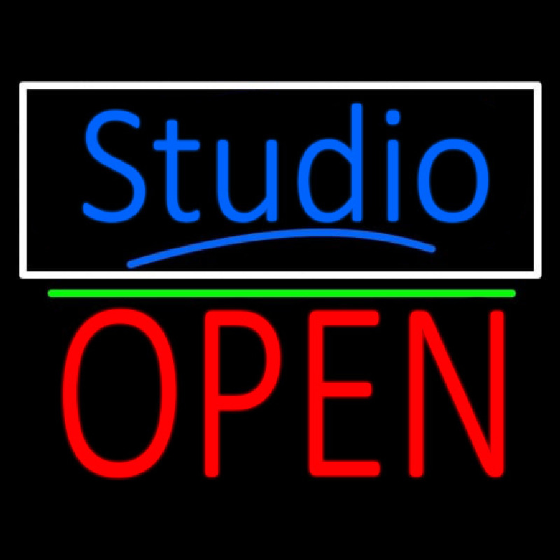 Blue Studio With Open 1 Neon Sign