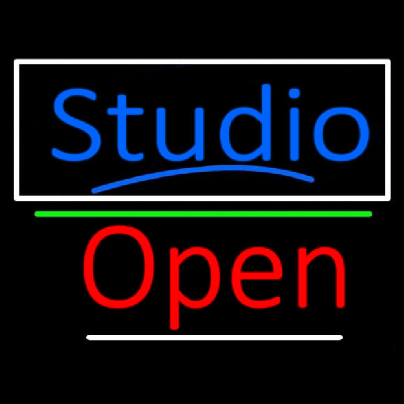 Blue Studio With Open 3 Neon Sign