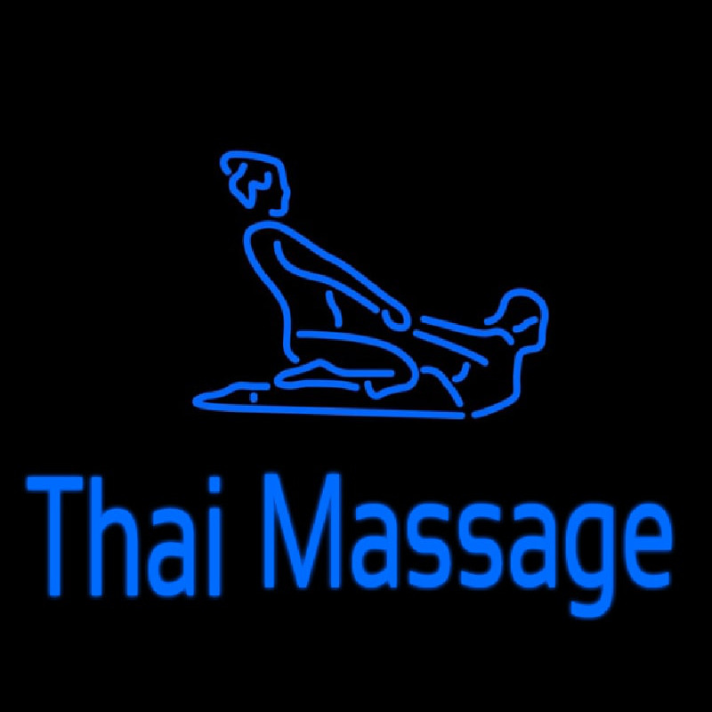 Blue Thai Massage Logo Neon Sign