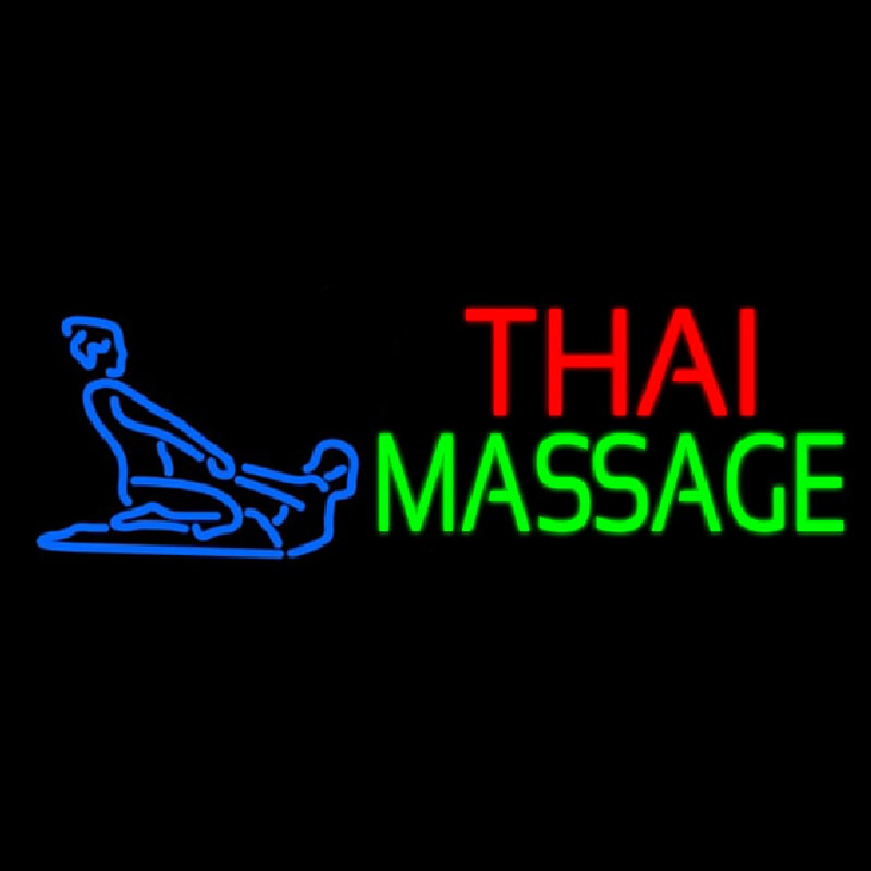 Blue Thai Massage Logo Neon Sign