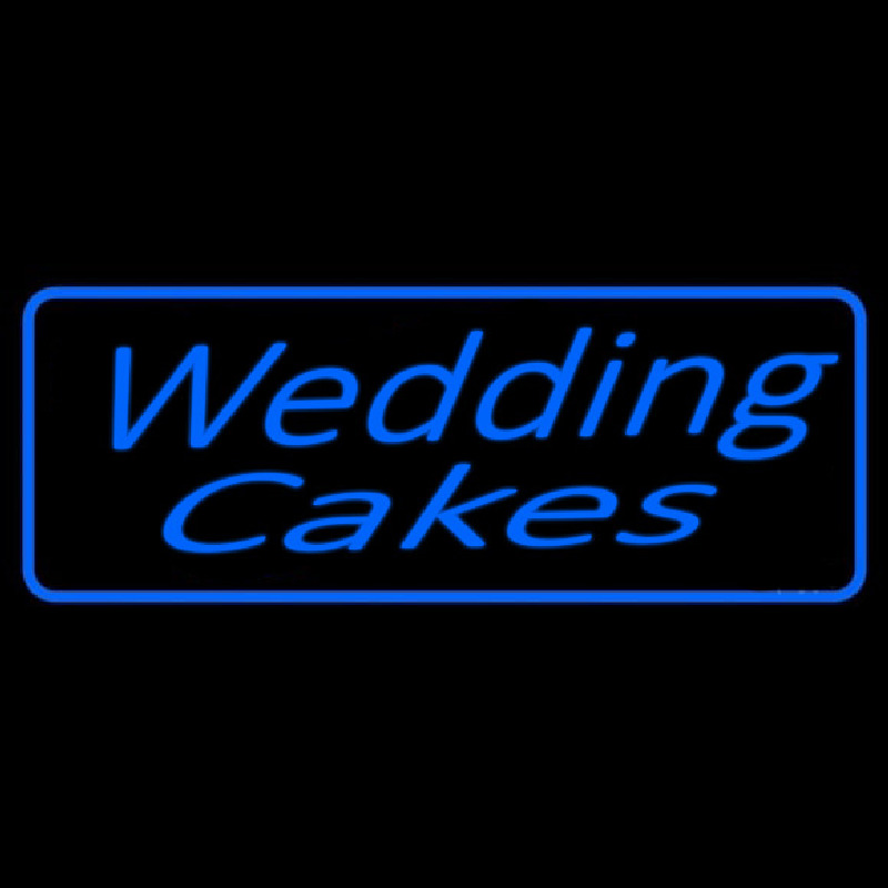Blue Wedding Cakes Cursive Neon Sign