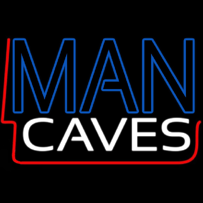 Blue and White Red Border Man Cave Neon Sign