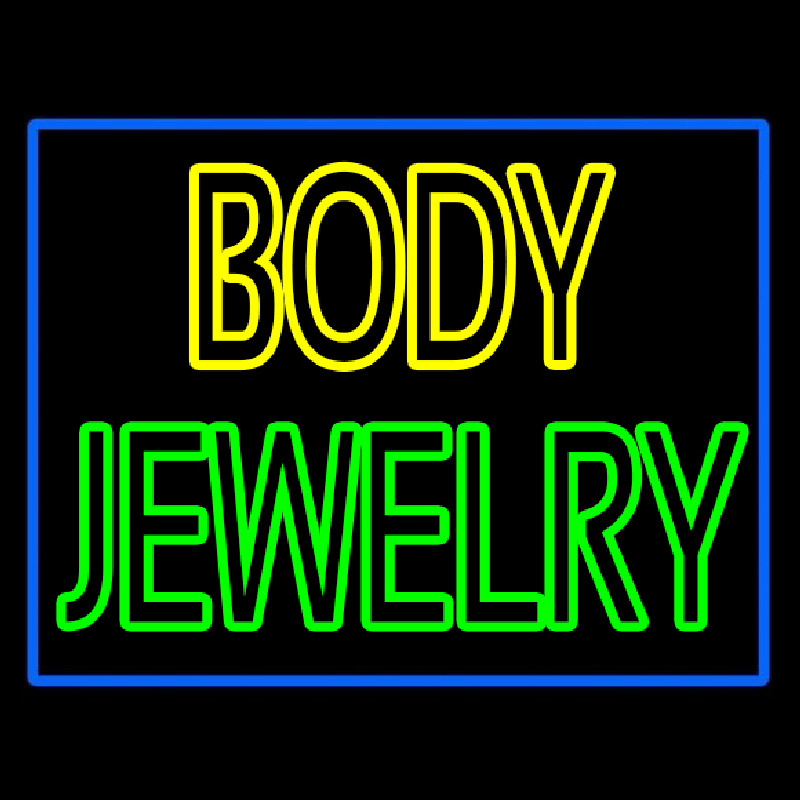 Body Jewelry Blue Border Neon Sign